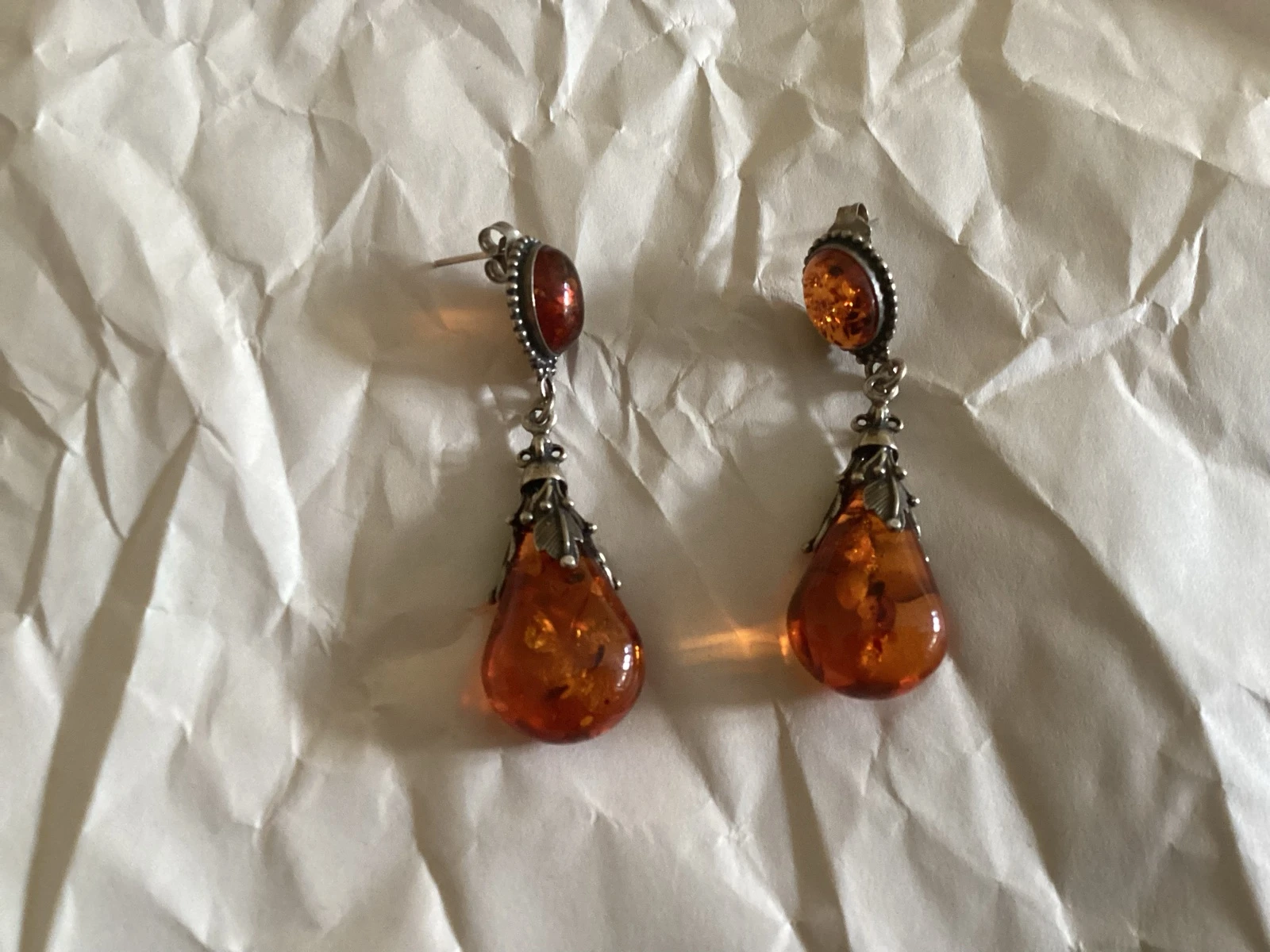 Oorbel met 925 zilver en barnsteen – photo 4
